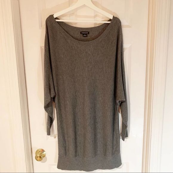 Trouve Sweaters - TROUVE Gray Wide Scoop Neck Fine Knit Tunic Length Sweater XL EUC